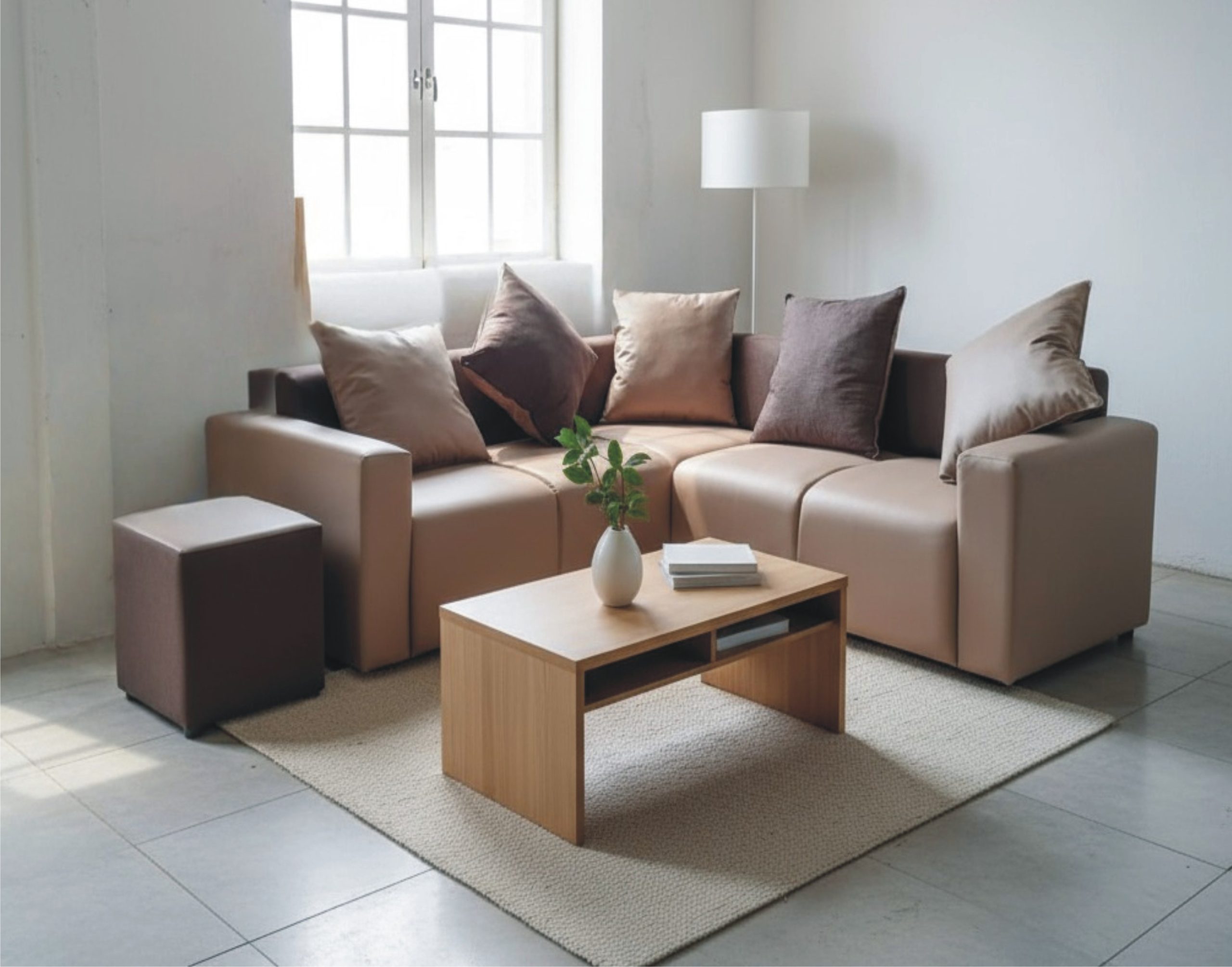 Linda Two Piece Corner Lounge Suite with Ottoman